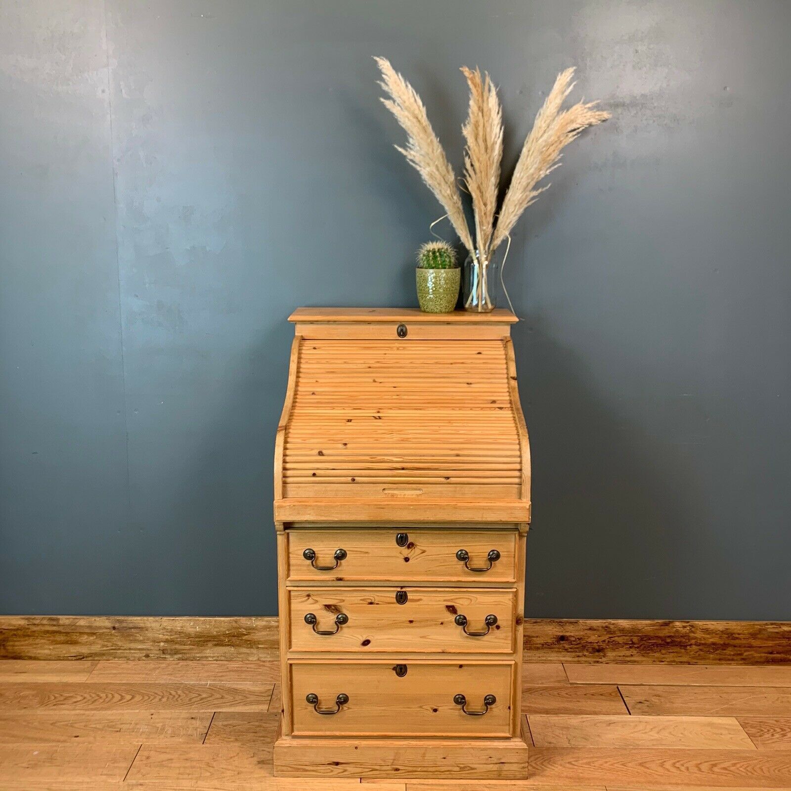 Pine Bureau Roll Top Desk Rustic Desk Pine Desk Vintage Desk Vinterior