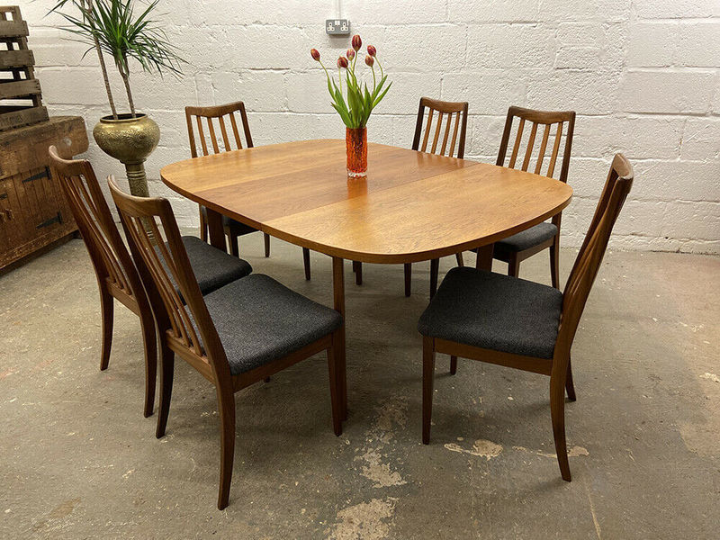 G Plan Dining Table With Six Matching Chairs Vinterior