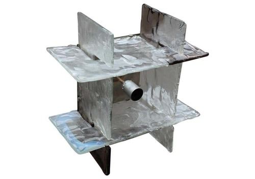 Square Modernist Brutalis Wall Sconce Murano Mazzega Glass Iridescent