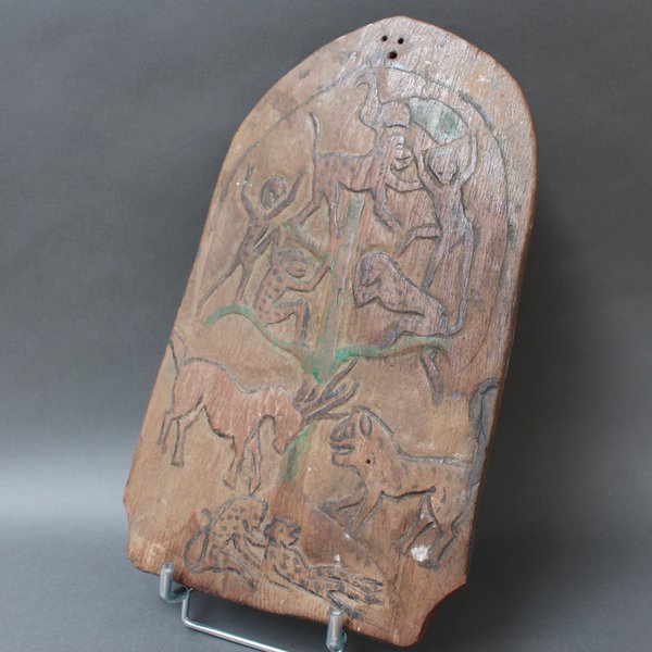 Double Sided Carved Wooden Blawong Board From Java (Circa 1920s   50s) photo for sale
