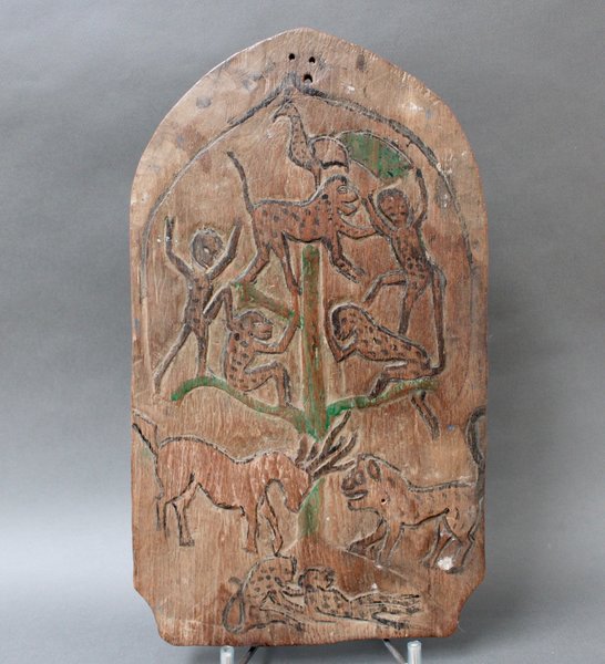 photo furniture Double Sided Carved Wooden Blawong Board From Java (Circa 1920s   50s)