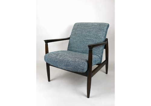 Armchair Gfm 64, Designed By Edmund Homa From The 1960s, Structured Blue Navy Blue