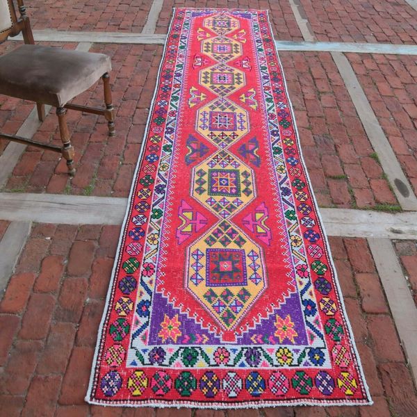 Pink Gypsy Runner 2 7x12 2 Turkish Vintage Nomadic Hallway Shabby Chic Carpet Vinterior
