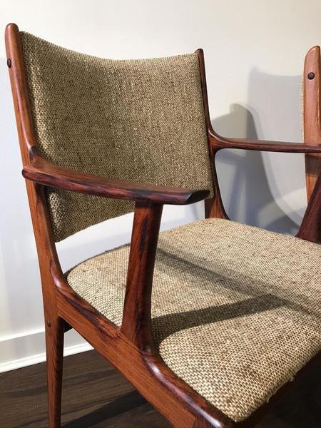 Vintage Retro Mid Century Modern Danish Brazilian Rosewood Dining Set Of 6 Chairs Johannes Andersen For Uldum Mobelfabrik Johannes Andersen Vinterior