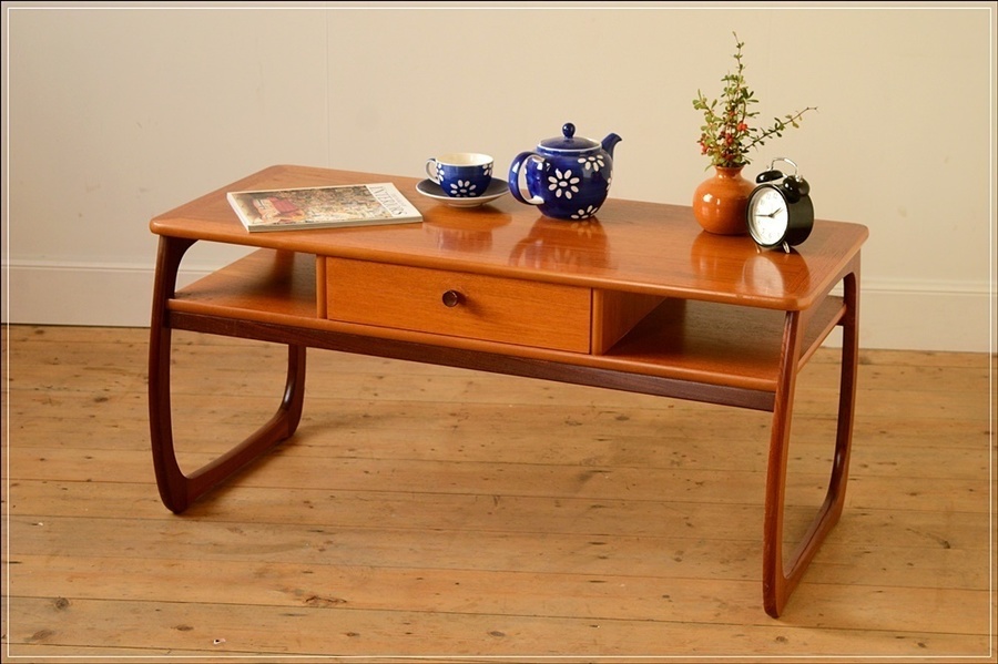 Mid Century Teak Coffee Table With Drawer Nathan Furniture