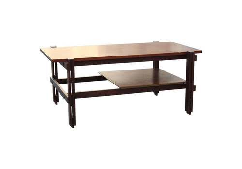 Rectangular Rational Mid Century Italian Design Teak Wood Coffee Table Brown