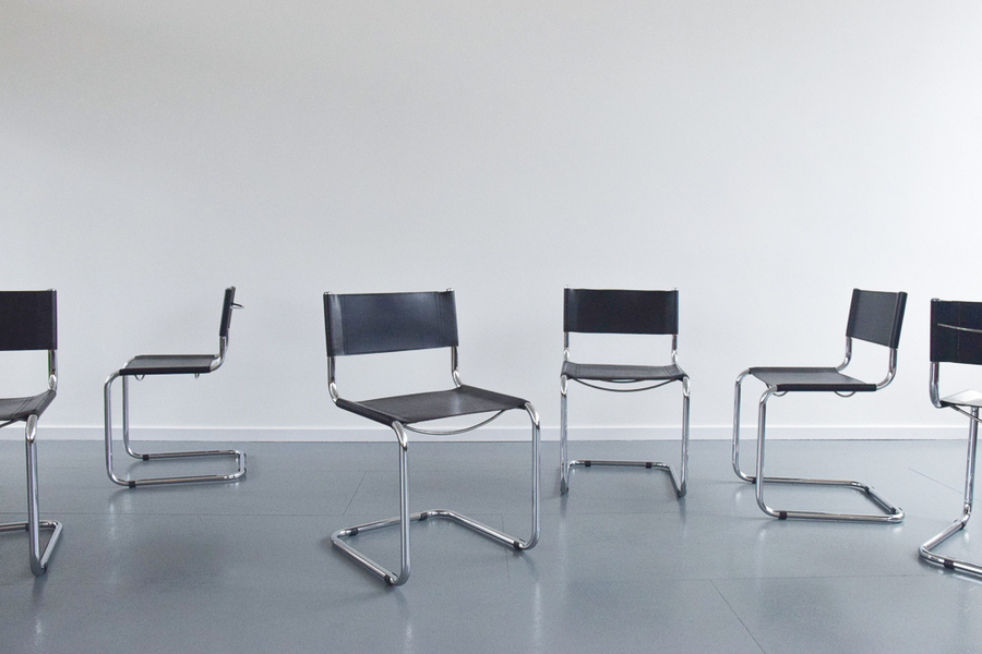 Vintage Set Of 6 Marcel Breuer For Habitat Black Leather And