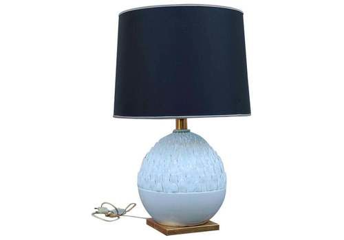 French 1970s Pine Cone Table Lamp Hand Modeled Porcelain Brass Maison Jansen