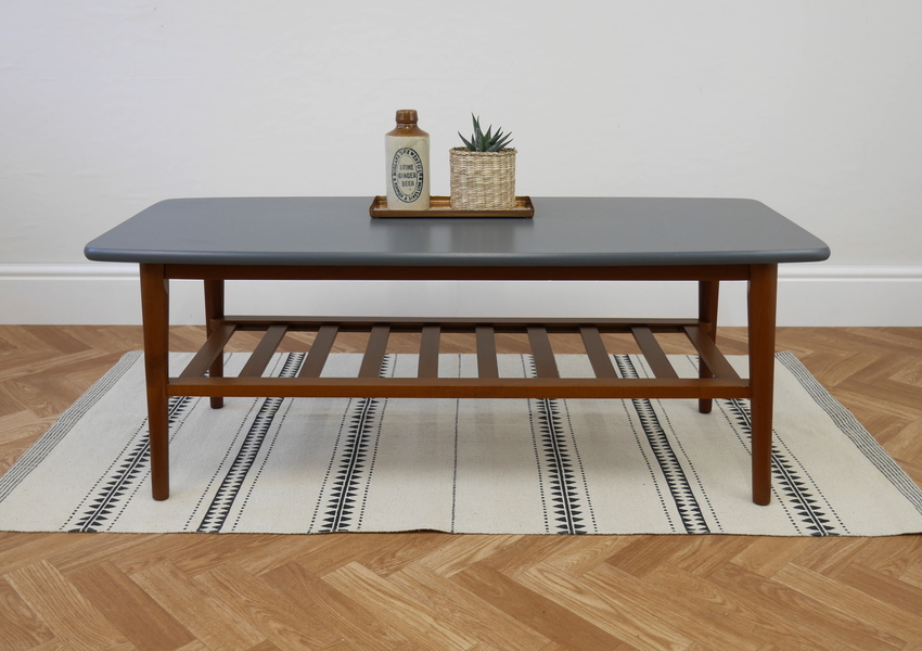 Vintage Mid Century Teak Coffee Table With Dark Grey Top ...