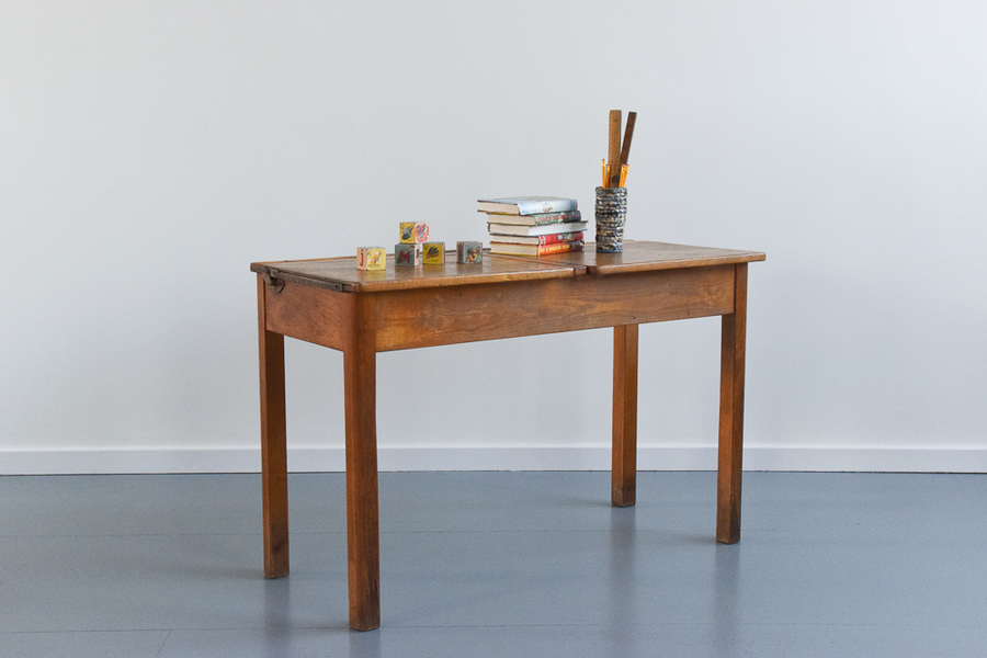 Vintage Double Esavian Wooden Flip Top School Desk Vintage Double Esavian Wooden Flip