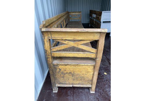Rare Antique European Storage Bench Totally Original Condition