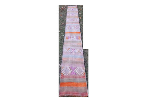 Turkish Bohemian Kilim Runner Rug 1′6″ × 13′11″