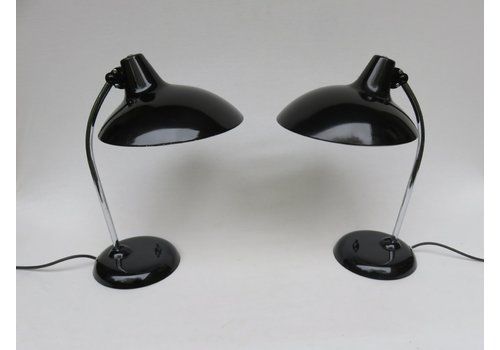 Black & Chrome Table Lamps From Kaiser Leuchten, 1950s, Set Of 2