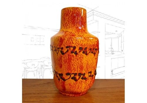1960 S Walter Gerdhards Orange Lava Vase
