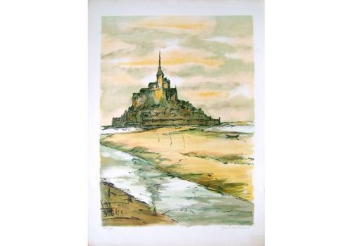Laurent Jean Pierre Lithograph Le Mont Saint Michel Manche