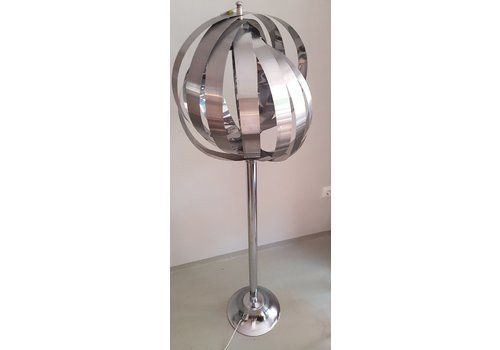 French Chrome Moon Floor Lamp By Henri Mathieu, 1970s
