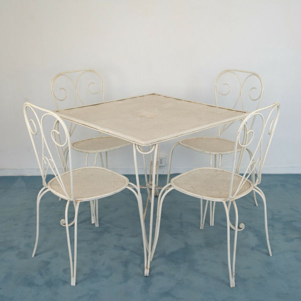 Garden Set 4 Chairs Wrought Iron Table 60 S Design Modern Vintage Unknown Vinterior
