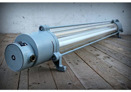 Vintage Industrial Fluorescent Explosion Proof Lamp Strip Light Leuchtenbau Wittenberg