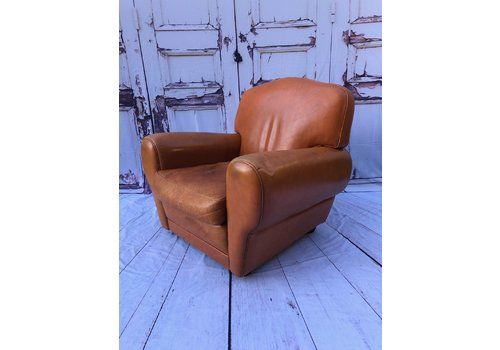 Vintage Moustache Back French Leather Club Chair