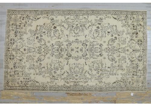 5.8x10, Vintage Oushak Rug, Oriental, Floral, Wool Handmade, Room Decor, Farmhouse Decor, Turkey Rug, Beige, Faded Brown Neutral Distressed