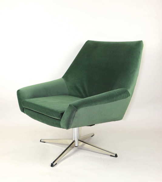 Vintage Swivel Armchair With Ddr Green Velvet From The Jade 508 Series 2 Pieces Available Veb Metallwaren Naumburg Vinterior
