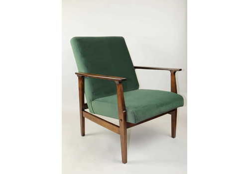 Classic Armchair Like Fox Vintage 70s Green Velvet Jade 508   2 Pieces Available