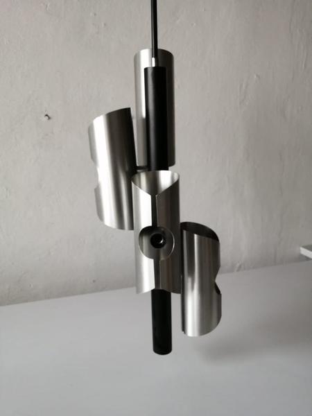 Wonderful 4 Shade Chrome Metal Space Age Ceiling Lamp, 1970s photo furniture