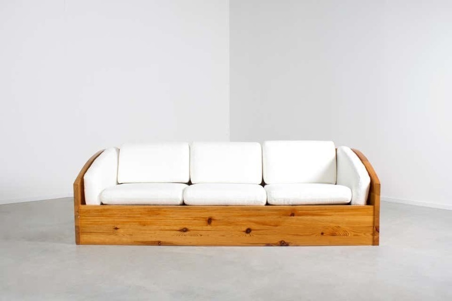 Large Sofa By Ate Van Apeldoorn In Solid Pine, Netherlands, 1970s photo furniture