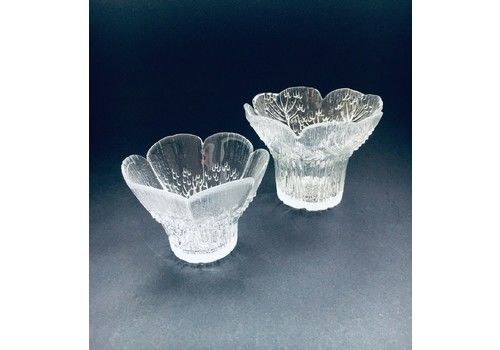 Scandinavian Design Glass Candle Holder Set By Pertti Kallioinen, Finland 1960s