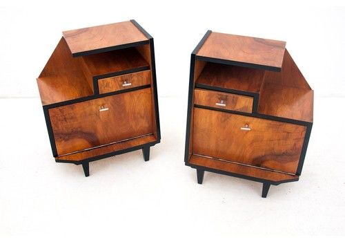 Art Deco Bedside Tables, Poland, 1950s. After Renovation.