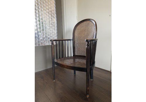 Vintage Art Deco Wood And Rattan Easy Chair, 1920s
