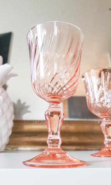 6 White Wine Glasses In Pink Glass Model Rosaline Arcoroc Luminarc 12 5 Cm Vintage Tableware Wedding Pink Tableware Vinterior