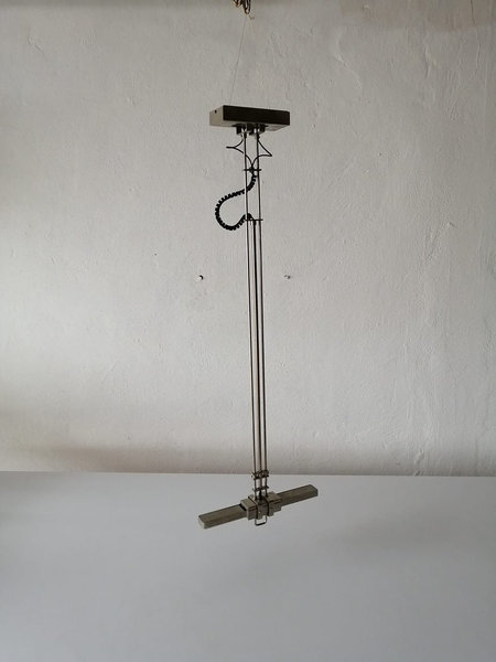 Relco Industrial Style Double Socket Linear Suspension Lamp, 1970s Milano Italy photo Lighting
