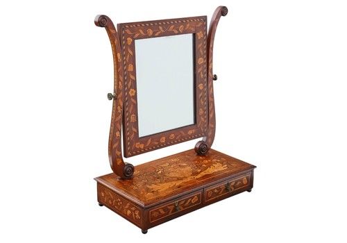 19th Century Marquetry Dressing Table Swing Mirror Toilet