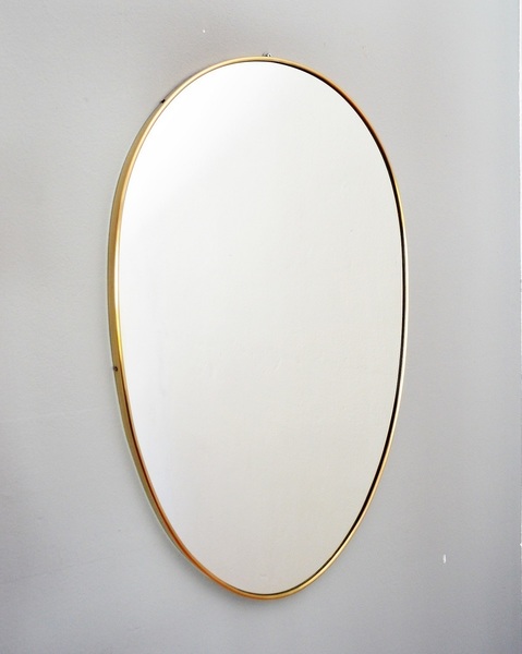 Italian Mid Century Oval Brass Wall Mirror 1950s Vinterior Mid Century Oval Brass Wall Mirror