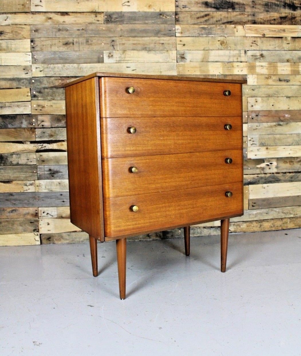 Vintage Retro Mid Century Teak Schreiber Chest Of Drawers Vinterior
