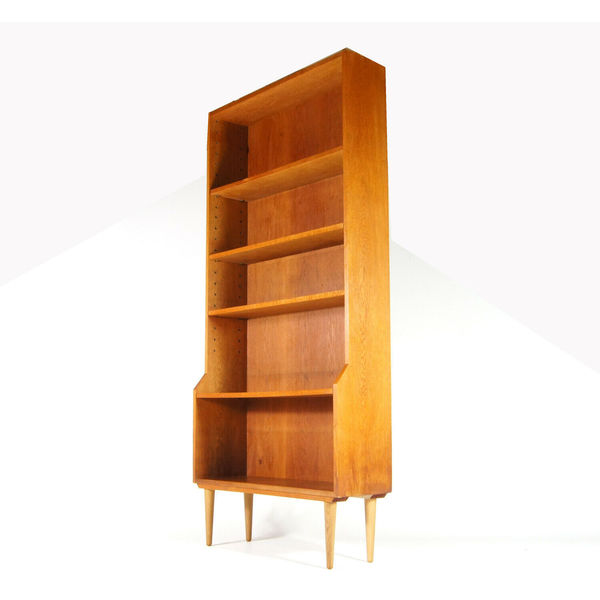 Retro Vintage Danish Oak Tall Wall System Unit Bookcase Book