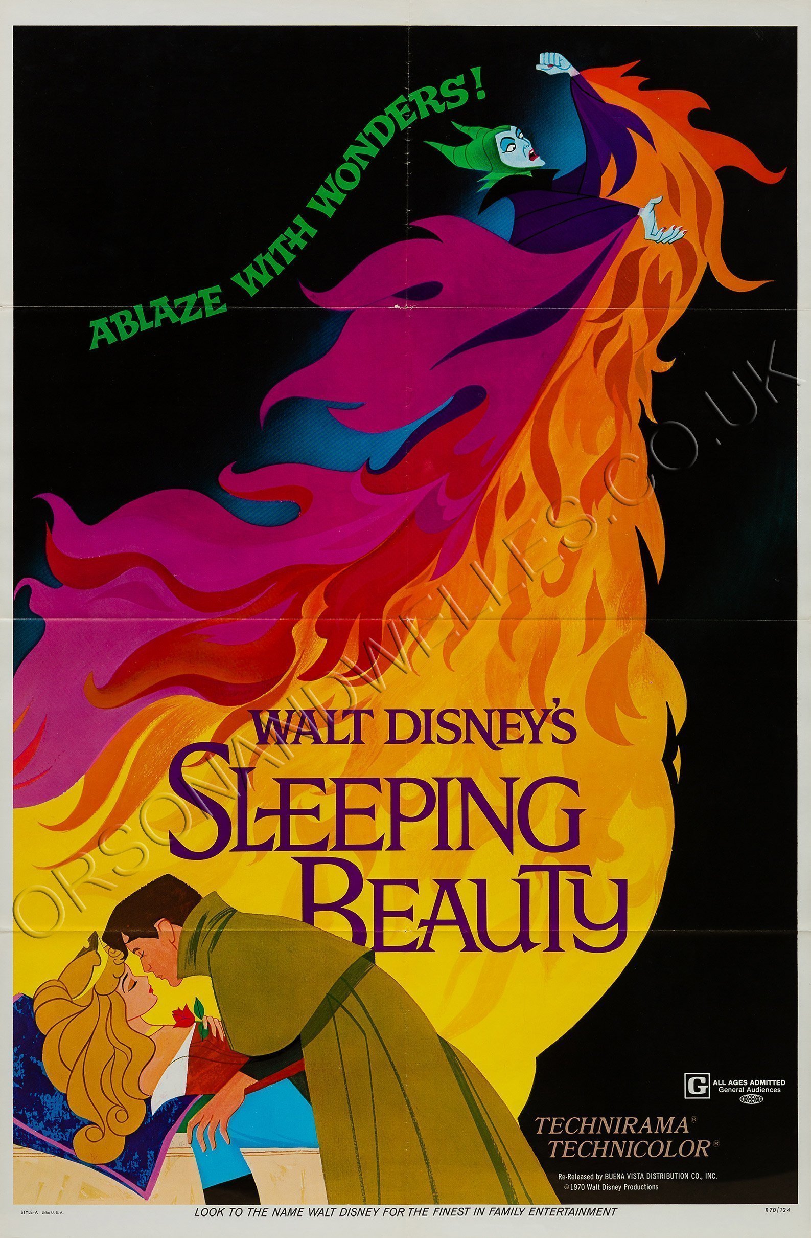 Sleeping Beauty Film / Movie Poster Original Vintage 1970 Us, Disney