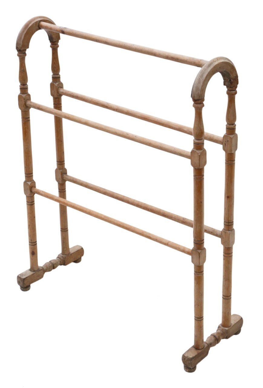C1870 Victorian Pine Towel Rail Stand Vinterior