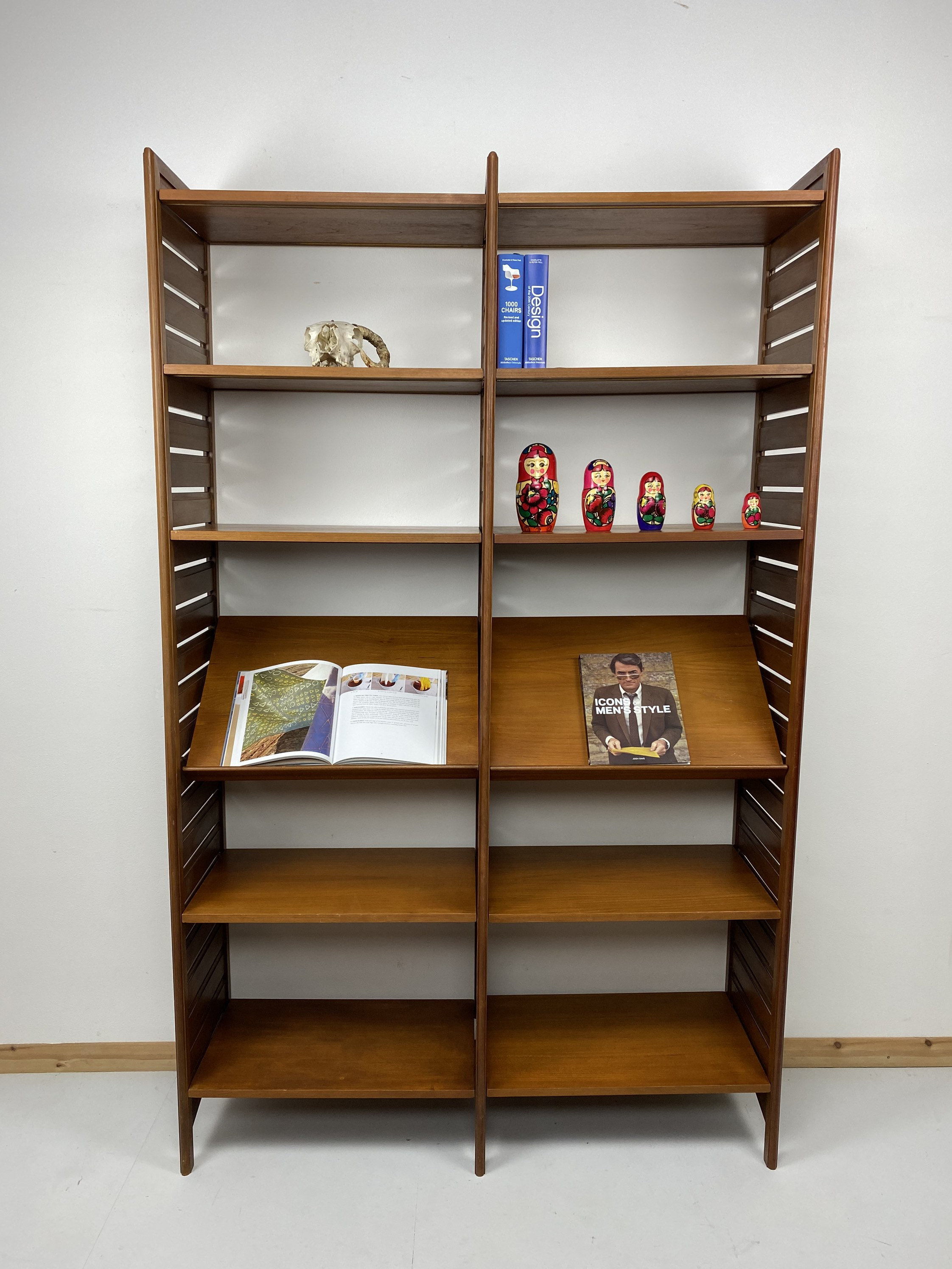 Two Bay Ladderax Teak Modular Wall System By Robert Heal For Staples