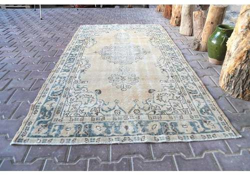 Turkish Rug, Bohemian Rug, Blue Beige Rug ,Anatolian Ru, Wool Runner, Turkish Runner, Oushak Runner, Carpet Rug, Decorative Rug, Vintage