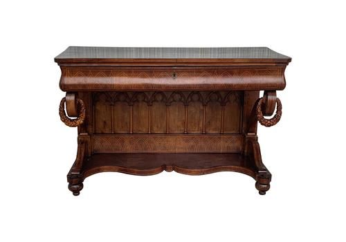 Early Biedermeier Period Walnut Console Table With Drawer, Austria, Circa 1830