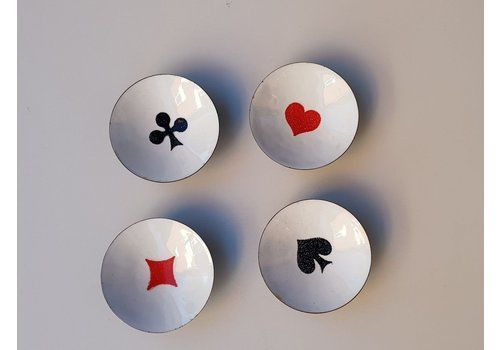 Enamelled Bowls With Playing Cards Motif, 1960s, Set Of 4