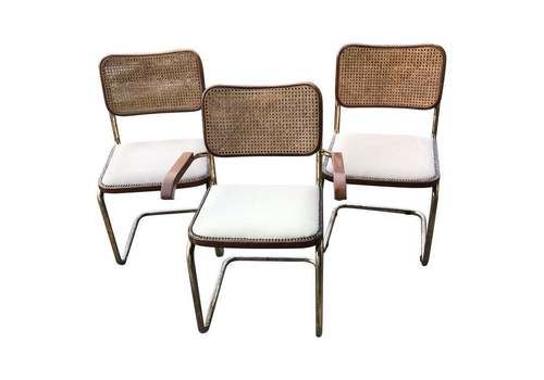 Mid Century Modern Upholstered Cesca Chairs Of Marcel Breuer, Italy, 1970