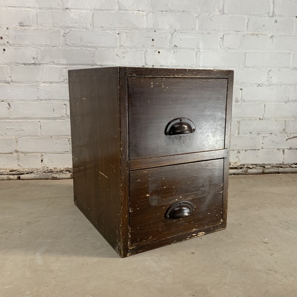 Vintage Brown Pine 2Drawer Storage Filing Vinterior