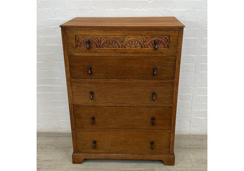Solid Oak Chest Of Drawers Arts & Crafts Style From Heals