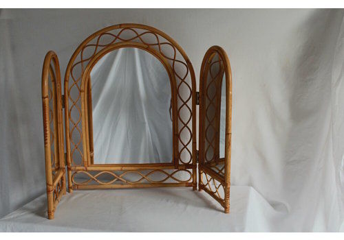 1970s Bamboo Triptych Mirror