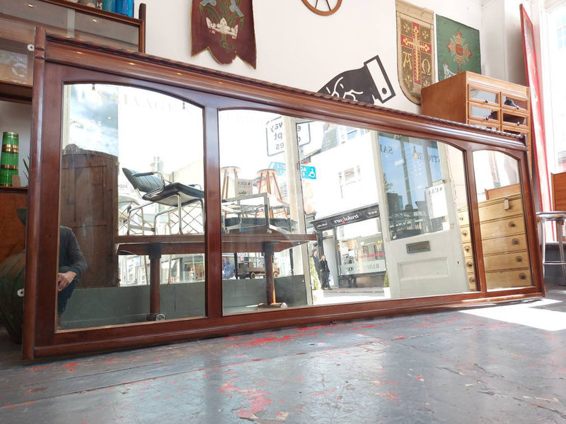 Huge Mahogany Framed Antique Edwardian Bar Back Pub Mirror. Vintage/Breweriana/Salvage Vinterior