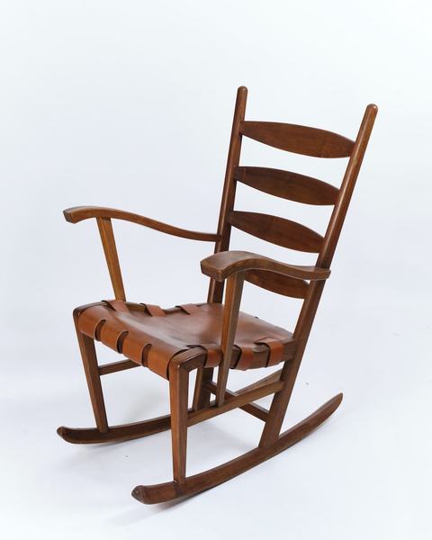 Mid 20th Century Brazilian Brown Walnut Rocking Chair | Vinterior