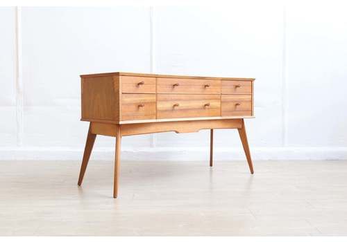 Rare Mid Century Alfred Cox Walnut Sideboard   Original Retro Vintage Furniture   Stunning Legs And Condition